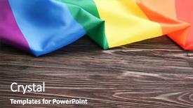  Presentation with gay rainbow flag - Presentation design consisting of free civilization - rainbow gay flag on wooden background and a dark gray colored foreground