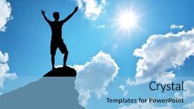  Presentation with mountain top - Presentation design enhanced with free clouds designs - man on top of mountain background and a  colored foreground