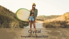  Presentation with swimming beautiful girl swims underwater - Beautiful presentation theme featuring free coasts - beautiful young surfer girl posing backdrop and a  colored foreground