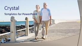 Presentation with coast - Amazing PPT layouts having free coasts - happy casual couple walking backdrop and a sky blue colored foreground