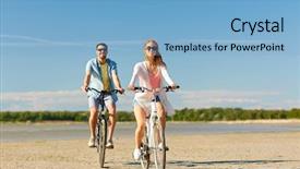  Presentation with bicycles - Slide set enhanced with free coasts - people leisure and lifestyle concept background and a light blue colored foreground