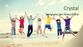 Presentation with happy holidays - Cool new presentation design with free company - summer holidays vacation happy people backdrop and a cream colored foreground