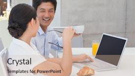  Presentation with better together - Amazing presentation having free computer laptop - smiling couple having breakfast together backdrop and a soft green colored foreground