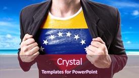  Presentation with venezuela - Beautiful slide set featuring free conflict - businessman stretching suit with venezuela backdrop and a tawny brown colored foreground