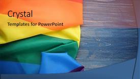  Presentation with gay rainbow flag - Amazing PPT theme having free conflict - rainbow gay flag on wooden backdrop and a  colored foreground