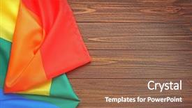  Presentation with gay rainbow flag - Amazing PPT theme having free conflict - rainbow gay flag on wooden backdrop and a  colored foreground