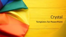  Presentation with gay rainbow flag - Beautiful slide deck featuring free conflict - rainbow gay flag on wooden backdrop and a yellow colored foreground