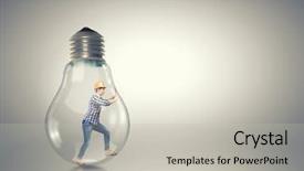  Presentation with light bulb - Presentation theme featuring free construction - builder man inside light bulb background and a light gray colored foreground