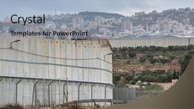  Presentation with israel - Theme featuring free construction - separation wall between israel background and a light blue colored foreground