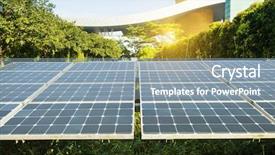  Presentation with solar panels - PPT layouts having free construction - solar panels in modern city background and a light blue colored foreground