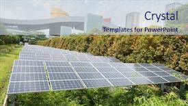  Presentation with solar park - Amazing PPT theme having free construction - solar panels in the park backdrop and a sky blue colored foreground