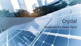 Presentation with solar panels - Theme with free construction - solar panels with cityscape background and a light blue colored foreground