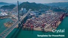  Presentation with construction container - Theme having free construction - terminal container port in hong background and a ocean colored foreground