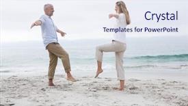  Presentation with mother doing yoga kids - Slide set consisting of free crane - happy couple doing yoga pose background and a  colored foreground