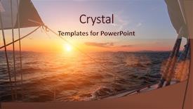  Presentation with sunset sailing - Cool new presentation design with free cruise ship - beautiful sunset in the open backdrop and a lemonade colored foreground