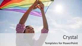  Presentation with fun - Beautiful theme featuring free cruise ship - beautiful young woman having fun backdrop and a sky blue colored foreground