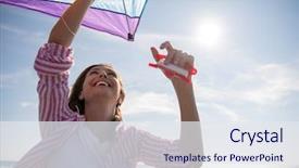  Presentation with fun - Beautiful PPT theme featuring free cruise ship - beautiful young woman having fun backdrop and a sky blue colored foreground