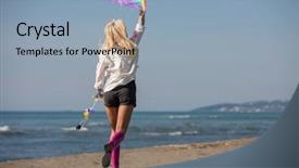  Presentation with fun - Colorful PPT layouts enhanced with free cruise ship - beautiful young woman having fun backdrop and a  colored foreground