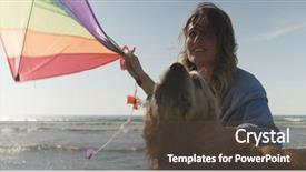  Presentation with dog - Theme with free cruise ship - beautiful young woman with dog background and a  colored foreground