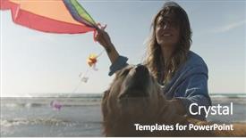  Presentation with dog - Cool new slides with free cruise ship - beautiful young woman with dog backdrop and a  colored foreground