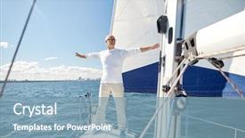  Presentation with sailing yacht race regatta sailboat - Slides having free cruise ship - senior man on sail boat background and a seafoam green colored foreground