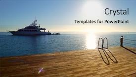 Presentation with sunrise - Presentation theme having free cruise ship - tropical sunrise pier background and a light blue colored foreground