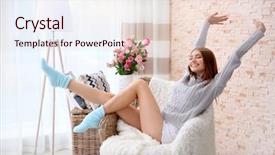  Presentation with curtain - Slide deck consisting of free curtain - beautiful girl relaxing at home background and a lemonade colored foreground