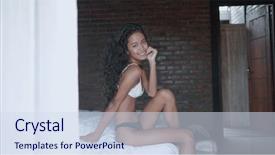  Presentation with beauty and fashion - Slide deck with free curtain - beautiful sexy lady in panties background and a sky blue colored foreground