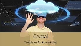  Presentation with virtual memory in cloud computing - Presentation theme enhanced with free database - 3d technology virtual reality computing background and a  colored foreground