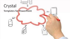  Presentation with virtual memory in cloud computing - Presentation featuring free database - drawing cloud computing background and a sky blue colored foreground