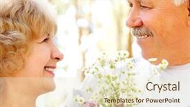  Presentation with love - Presentation featuring free dentistry - smiling happy elderly couple background and a cream colored foreground