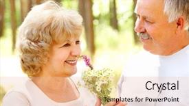  Presentation with love - Cool new presentation design with free dentistry - smiling happy elderly couple backdrop and a lemonade colored foreground