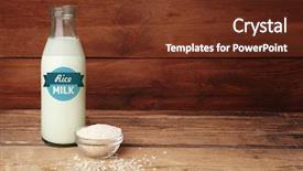  Presentation with rice - Colorful presentation design enhanced with vitamin formula - bottle of rice milk backdrop and a tawny brown colored foreground