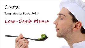  Presentation with fat low carb keto ketogenic - Colorful slide deck enhanced with free healthcare templates - chef tasting broccoli isolated backdrop and a white colored foreground