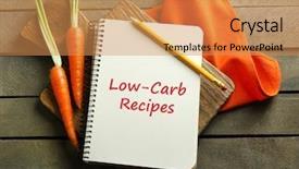  Presentation with free healthcare - Theme enhanced with free healthcare templates - text low-carb recipes in recipe background and a coral colored foreground