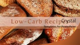  Presentation with free healthcare - PPT layouts with free healthcare templates - text low-carb recipes on bread background and a tawny brown colored foreground