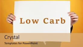  Presentation with paper - Slides enhanced with free healthcare templates - woman holding paper with low-carb background and a yellow colored foreground