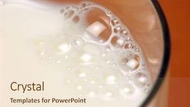  Presentation with milk bottle and milk glass - Presentation theme with free digestive - milk bubbles detail on glass background and a cream colored foreground