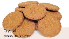  Presentation with free - Slide deck consisting of free digestive - pile of brown biscuits background and a coral colored foreground