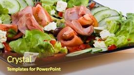  Presentation with healthy food - Beautiful theme featuring free digestive - smoked beef healthy fresh salad backdrop and a tawny brown colored foreground