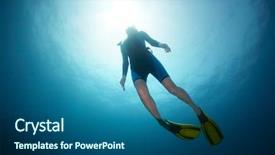  Presentation with free - PPT layouts having free diver ascending background and a ocean colored foreground