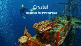  Presentation with ship - Presentation design consisting of free diver exploring the ship background and a ocean colored foreground