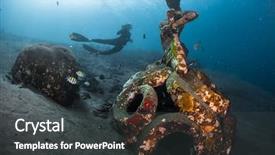  Presentation with underwater - Cool new theme with free diver exploring the underwater backdrop and a dark gray colored foreground