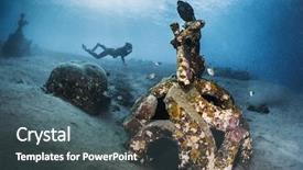  Presentation with free - Slide deck consisting of free diver exploring the underwater background and a dark gray colored foreground