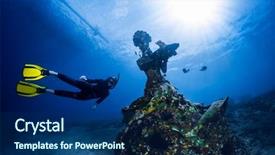  Presentation with free culture indonesia - Amazing PPT layouts having free diver exploring the underwater backdrop and a navy blue colored foreground