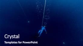  Presentation with air bubbles - Colorful PPT theme enhanced with free diver making air bubbles backdrop and a  colored foreground