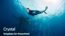  Presentation with ship - Amazing slides having free diver on depth backdrop and a navy blue colored foreground