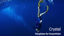  Presentation with free systems modeling - Amazing presentation design having free diver performing equalization backdrop and a navy blue colored foreground