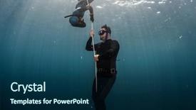  Presentation with free - Audience pleasing theme consisting of free diver performing warm up backdrop and a navy blue colored foreground