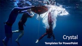  Presentation with sports coach - Slide deck consisting of free diver starts descending background and a  colored foreground